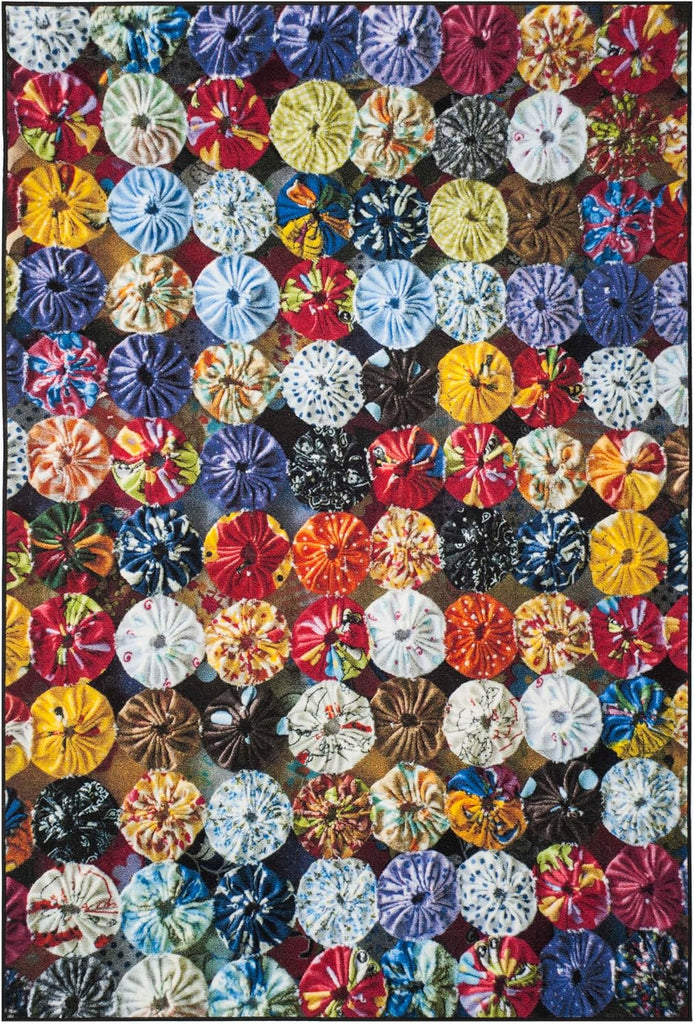 Aztec Collection Area Rug, Red & Multi, Boho Abstract Design, Non-Shedding & Easy Care, Ideal for High