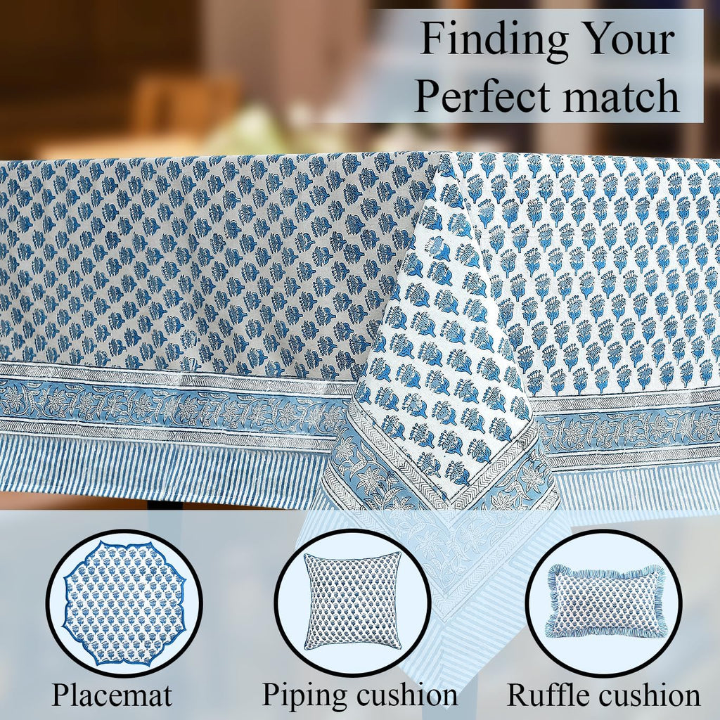 CPC Tablecloth 100% Cotton 60x60 Inch Indian Block Print Square Table Cover, Table Cloth for Wedding
