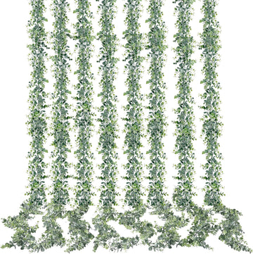 Artificial Eucalyptus Garland 8 Pack Fake Eucalyptus Greenery Garland Faux Hanging Plants Artificial Vines, 5.6 - Set of 8