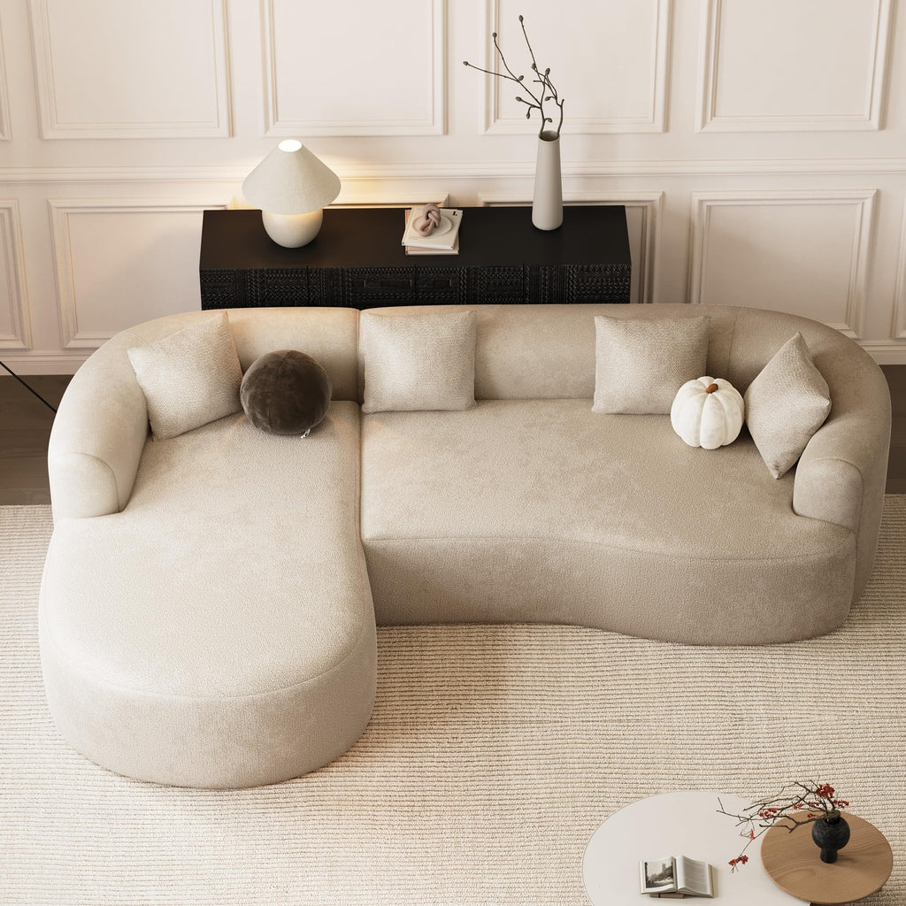 111" Oversized Boneless L-Shaped Sectional Sofa, Light Brown