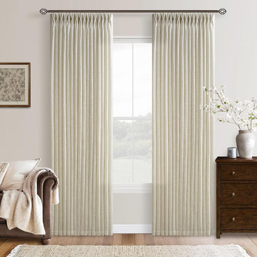 Beige Tan Linen Curtains 92 Inches Long for Living Room Standard Window Curtain Lengths Light Filtering Semi Sheer