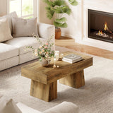 Farmhouse Coffee Table, 47 Inches Wooden Rectangular Accent Center Tables with Thick Base