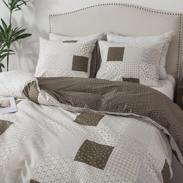 Rustic Duvet Cover - 100% Cotton Comforter Cover 3-Piece, All Season Bedding Duvet Cover Sets with Zipper
