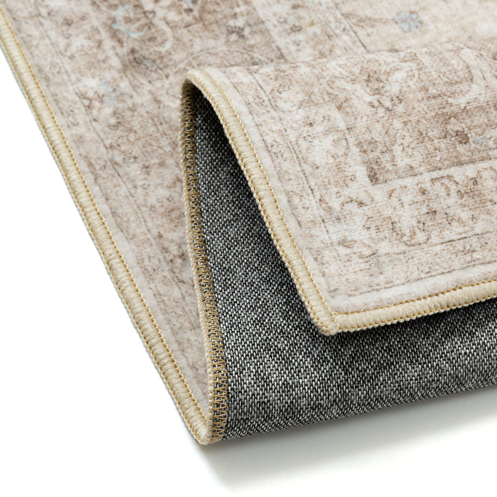2x6 Washable Runner Rug Beige Vintage Traditional Oriental