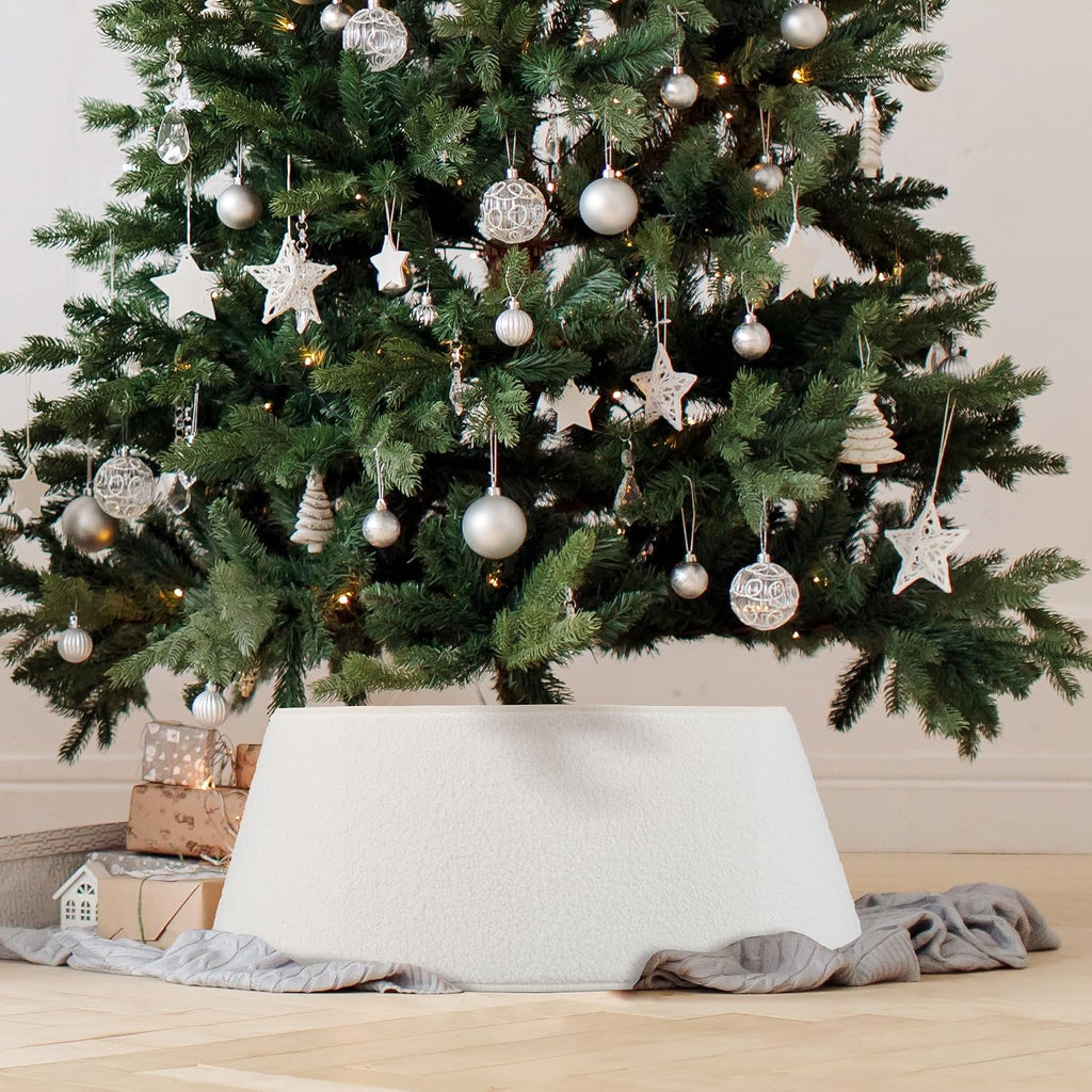 Beautiful Christmas Tree Collar - Authentic 28" Boucle Tree Ring for Any Christmas Decor - Easy to Set Up Skirt