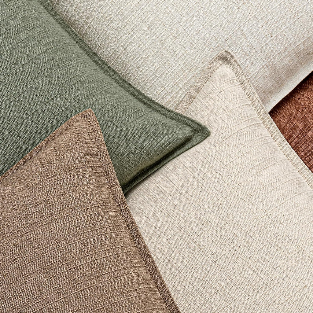 Euro Sham Pillow Covers, 2 Pack Natural Linen Thick & Textured Decorative Throw Pillow Covers, Neutral Cushion Cases