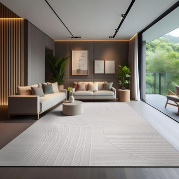 Micro Loop Rug 9x12 Modern Luxury Geometric Arch Large Area Rugs Soft High and Low Pile Stain Resistant Easy-Cleaning