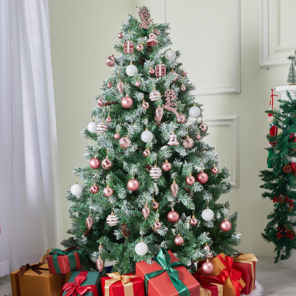 66 Pcs Pink Christmas Balls Ornaments Set, Christmas Tree Ornaments Shatterproof Plastic for Xmas Hanging Decoration