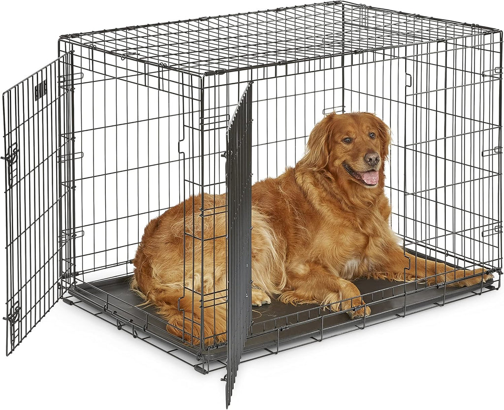 42-Inch iCrate for Large Breeds, 71-90 lbs, Double Door Folding Dog Crate with Divider Panel