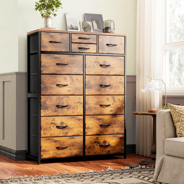 Tall Dresser , Anti-Tip, 52" H Vertical Storage Cabinet | Large Storage Tower Closet, Foldable Fabric Drawers for