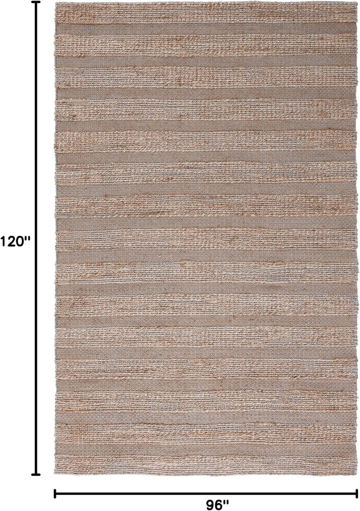 Area Rug 8x10 - Natural Fiber Collection - Large - Light Blue & Natural, Handmade Jute & Cotton, Boho Farmhouse