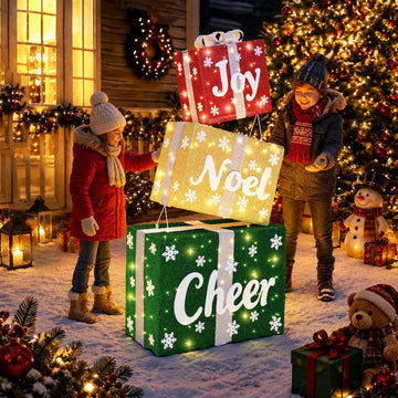 3D Jumbo Gift Box Outdoor Christmas Decoration with Timer&Remote Control