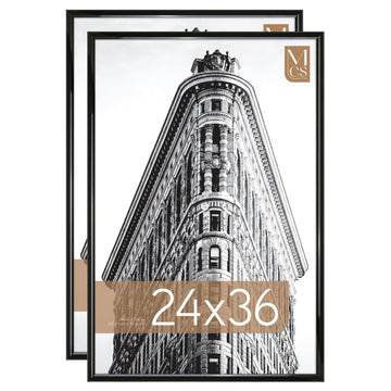 Trendsetter Poster Frame, 24x36, Black High-Gloss, 2-Pack