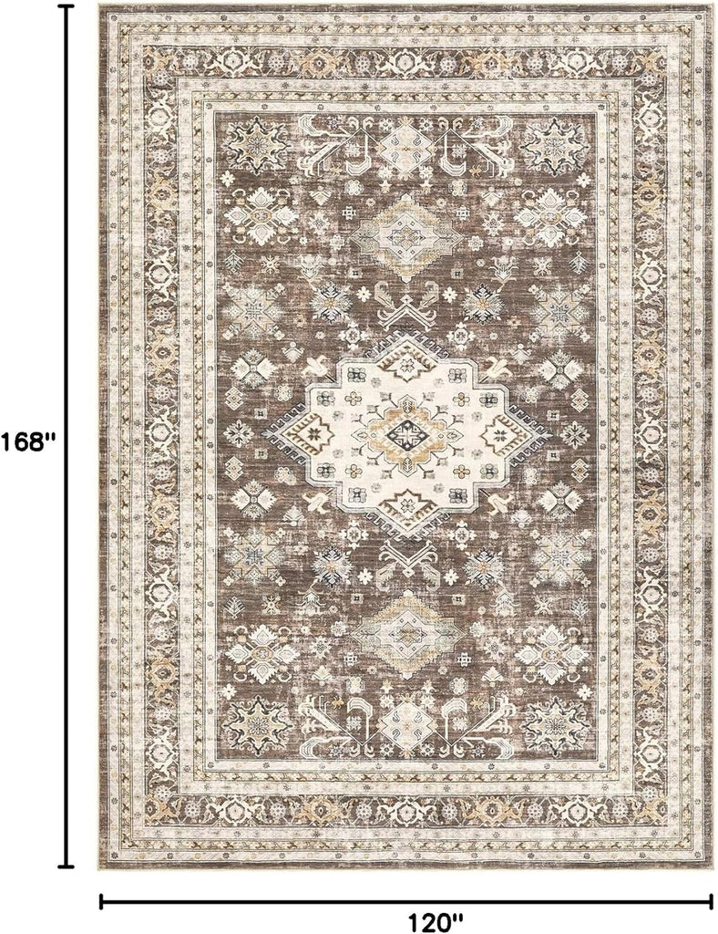 Vintage Living Room Area Rug 10x14 - Large Soft Washable Oriental Traditional Distressed Farmhouse R