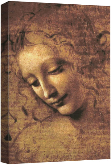 Canvas Print Wall Art Head of a Woman by Leonardo da Vinci Historic Cultural Illustrations Realism Traditional Scenic