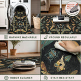 Dark Black Boho 2x10 Rug Runners for Hallways, Washable Non Slip Long Runner Rug for Kitchen, Entryw