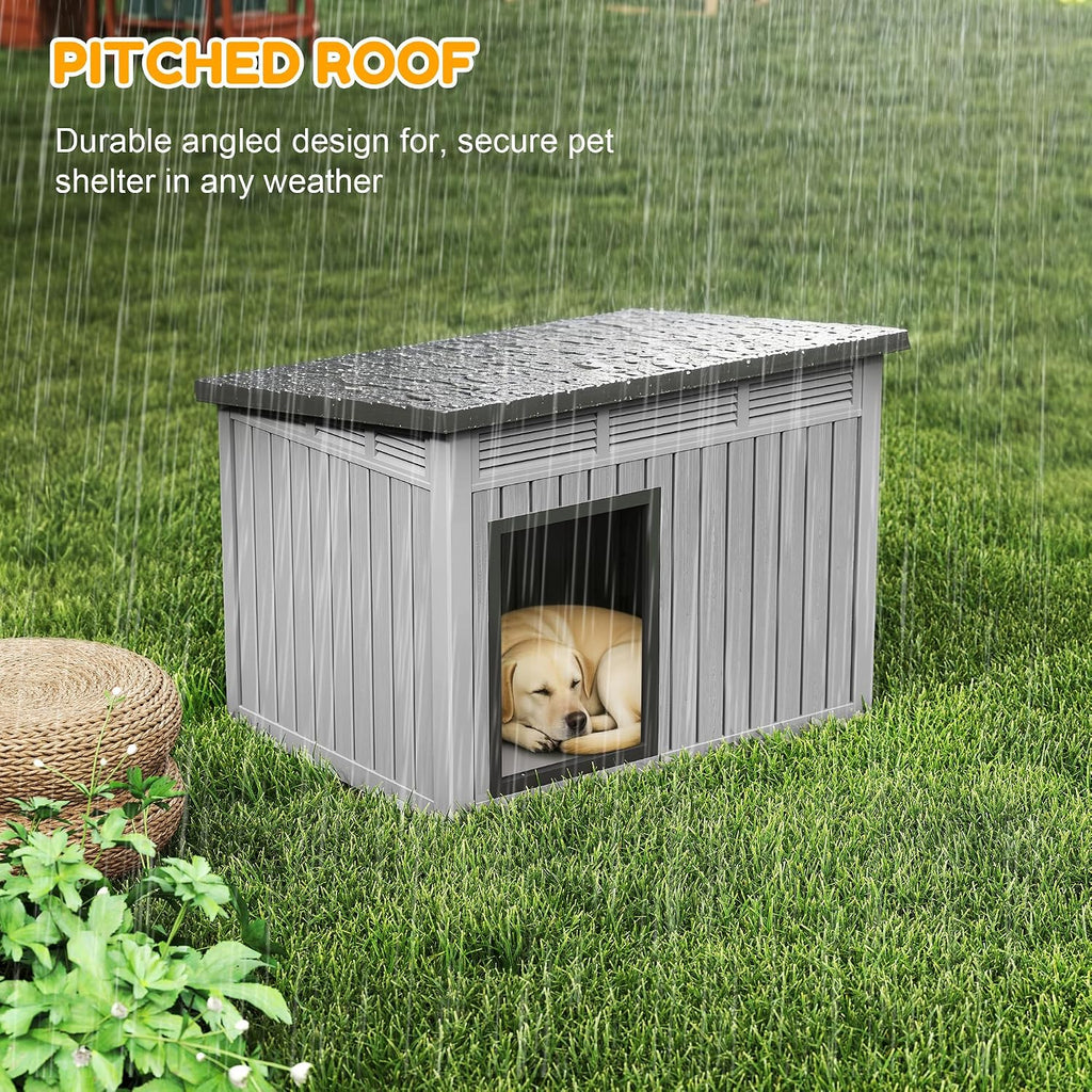 Large Dog House with Weatherproof Roof for Indoor & Outdoor Use - Big Dog House for Large Medium Dogs(42.8" L x 33" W