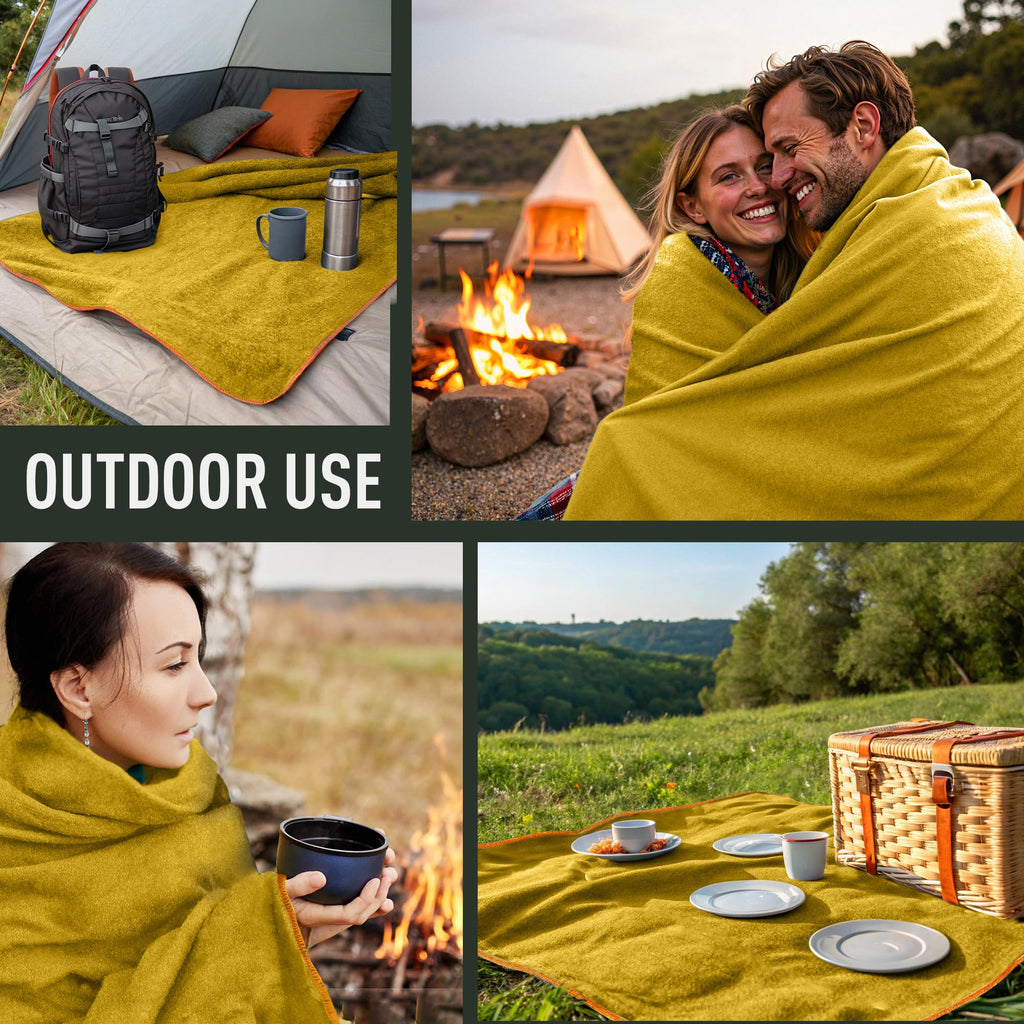 Large Military Wool Blanket - Warm & Thick Emergency Survival Blanket Great for Camping, Outdoors, Sports Events