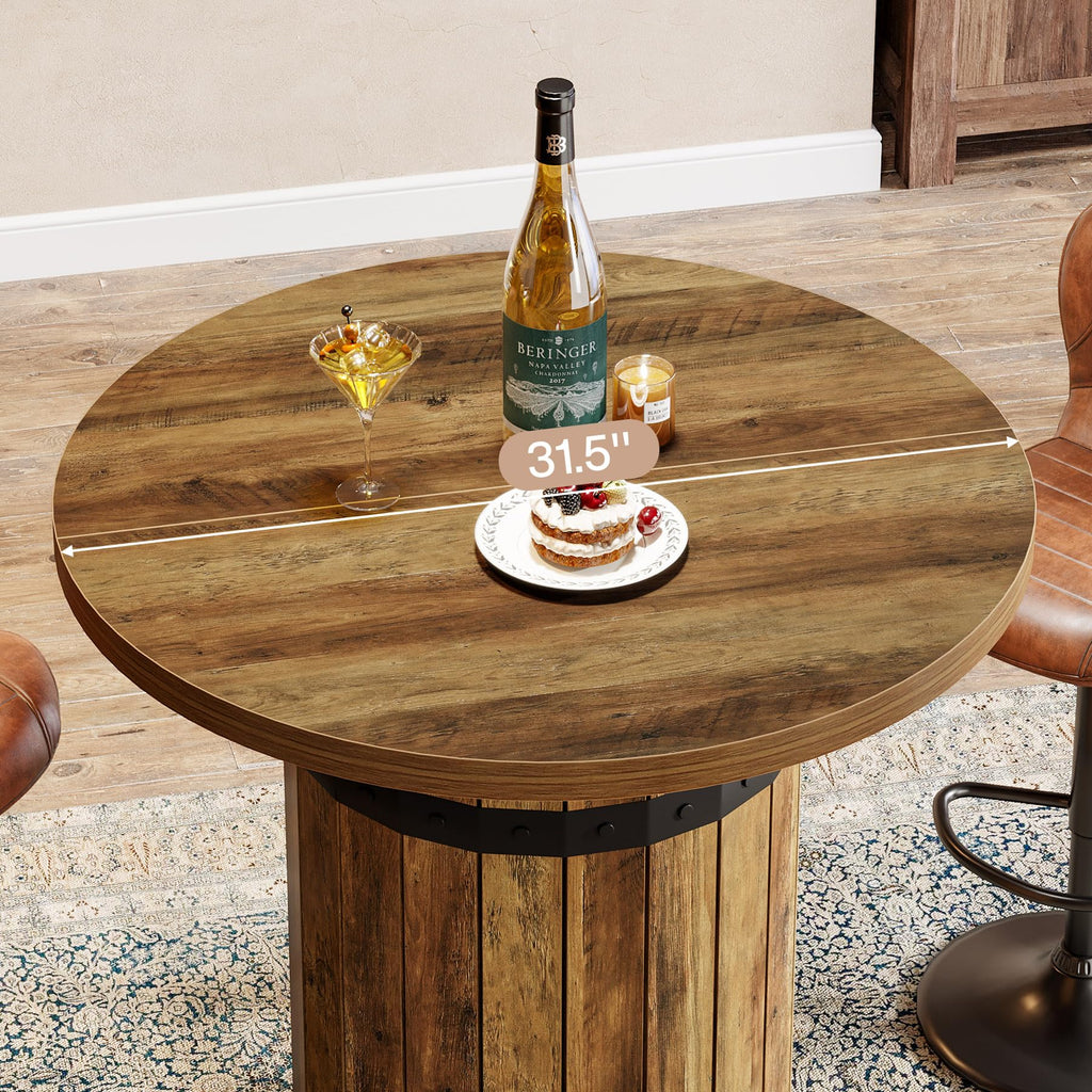 Round Bar Table, 39.4-Inch Bar Height, Bistro Pub Table
