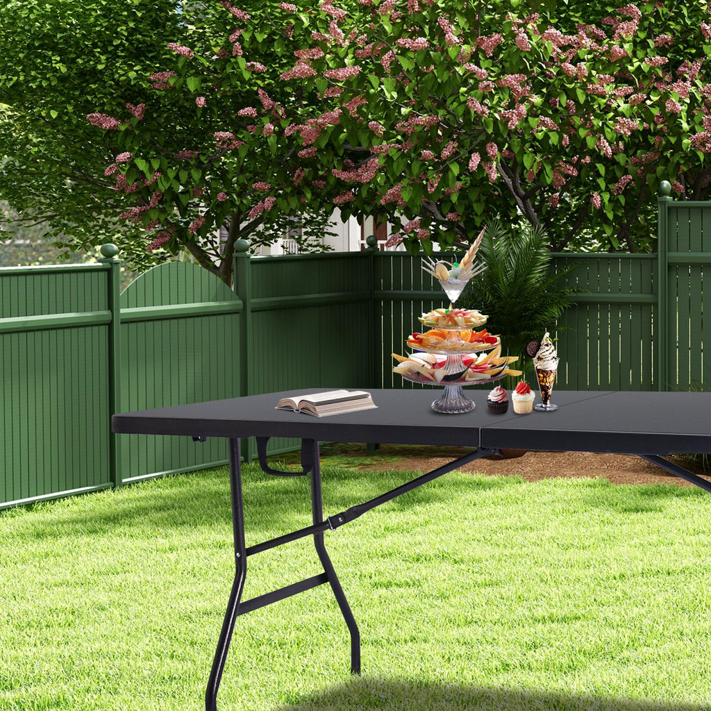 Folding Table 6ft, Heavy Duty Portable Utility Table with Handle, Black