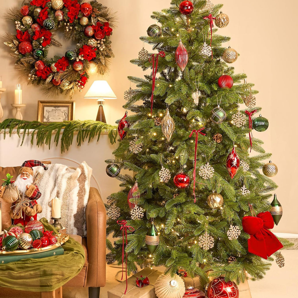 Christmas Tree Ornaments Set of 12, 3.15inch/80MM Shatterproof Plastic Xmas Tree Ball Ornaments Bulk Decorative