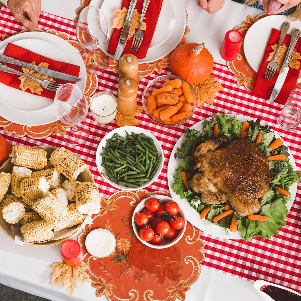 6 Pcs Thanksgiving Placemats Fall Pumpkin Velvet Table Placemat