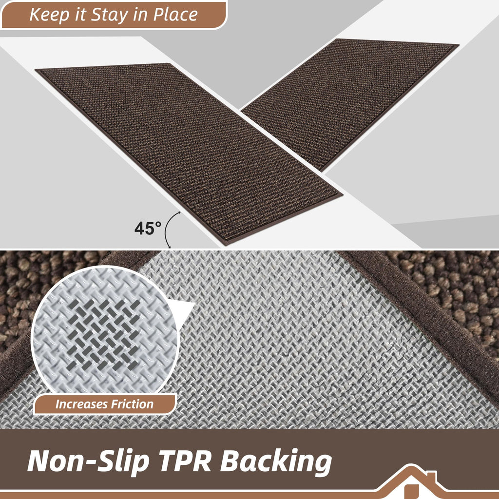 Dirt Trapper Door Mat 20" x 48", Non-Slip Washable Doormats, Mocha