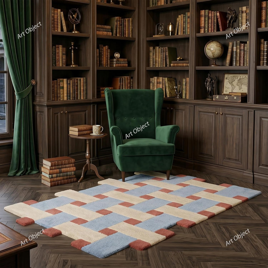 Hand Tufted Wool Area Rug, Scandinavian Abstract
