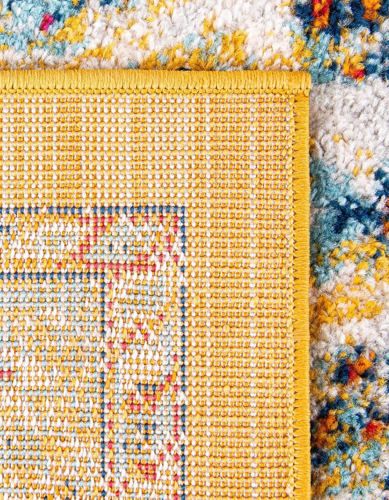 Parker Rug - 10' x 14' Yellow Easy-Clean Rug - Vintage Medallion Style