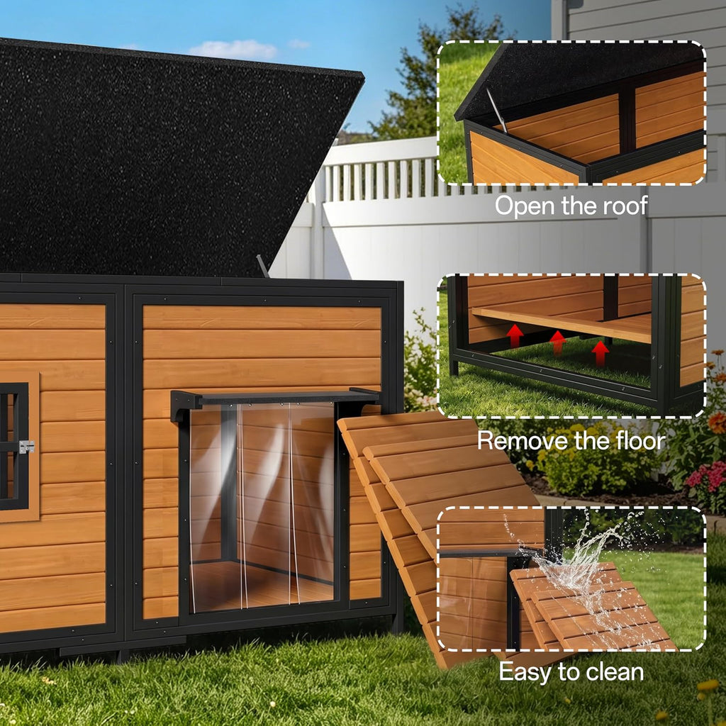 59" Extra Large Outdoor Dog House, Brown