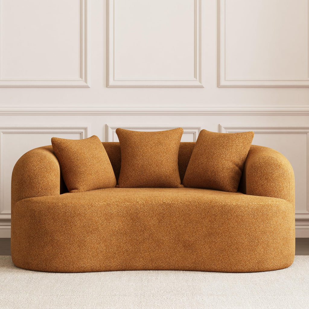 69" Modern Curved Cloud Loveseat, Orange
