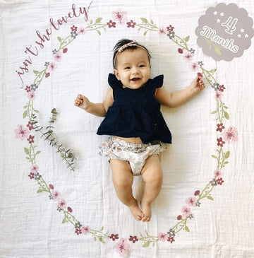 Baby's First Year Milestone Blanket and Card Set | 40in x 40in (Isn't She Lovely)