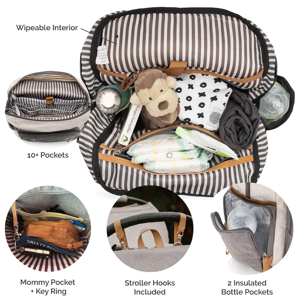 Diaper Bag Backpack with Changing Pad - Cream