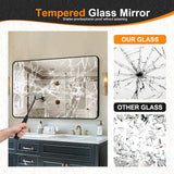 Black Framed Bathroom Vanity Mirror for Over Sink, 50x30 Inch High-Definition Wall Mirror with Horizontal/Vertical