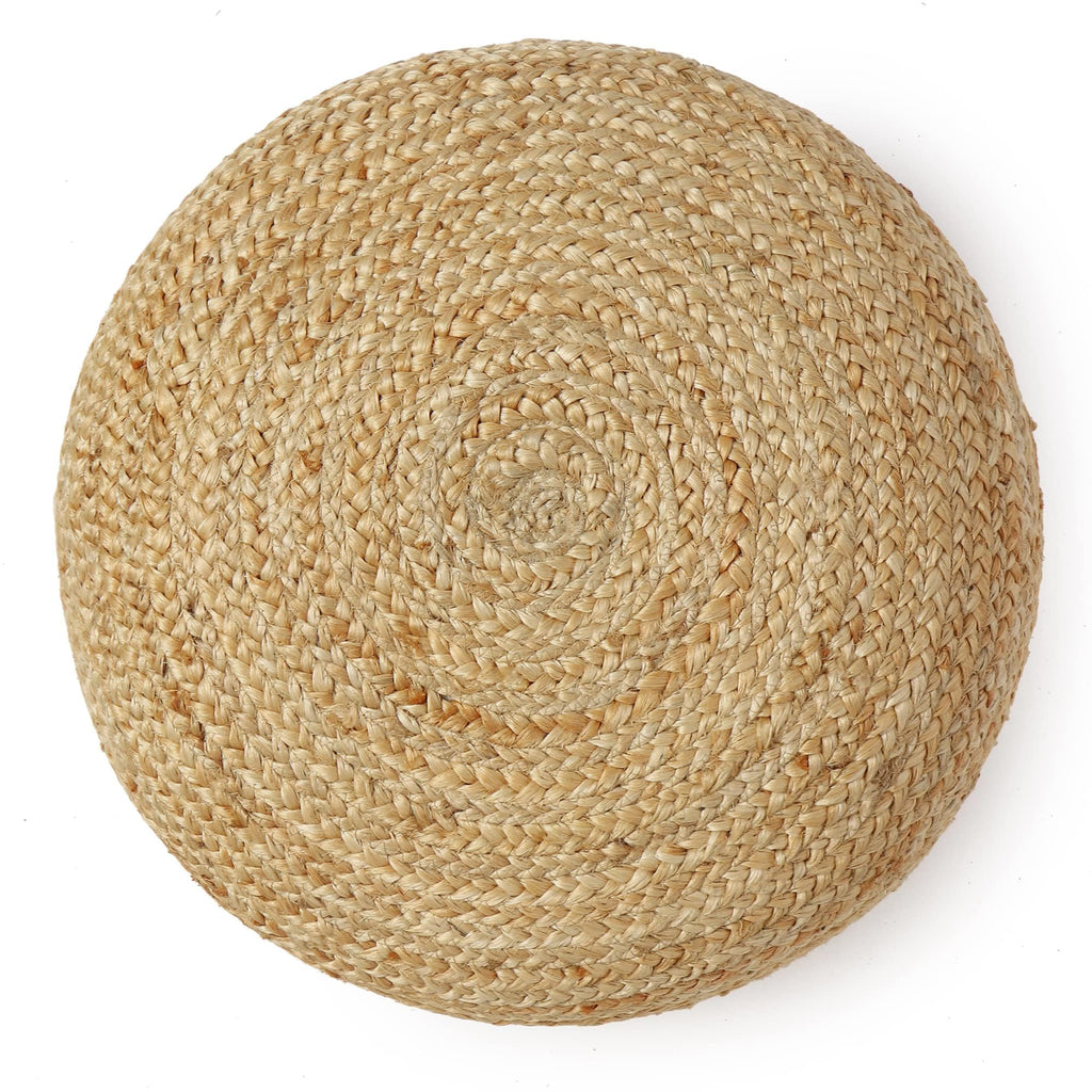 Jute Circular Low Pouf - Pouffe Foot Stool - Natural, Set of 2