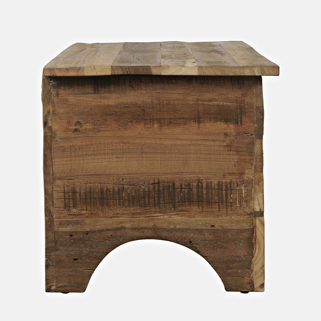 Reclamation Rustic Solid Wood Storage Chest Cabinet, Farmhouse Accent Cabinet Living Room, Unfinished Brown