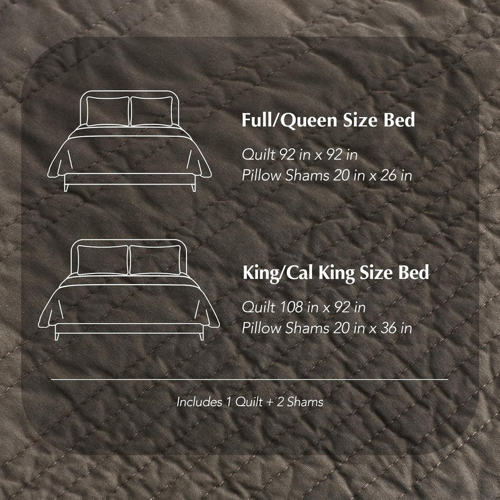 100% Cotton Modern Lines Quilt Set King, Pre-Washed Soft Striped Coverlet Bedspread, 3 Piece Lightweight Bedding Set