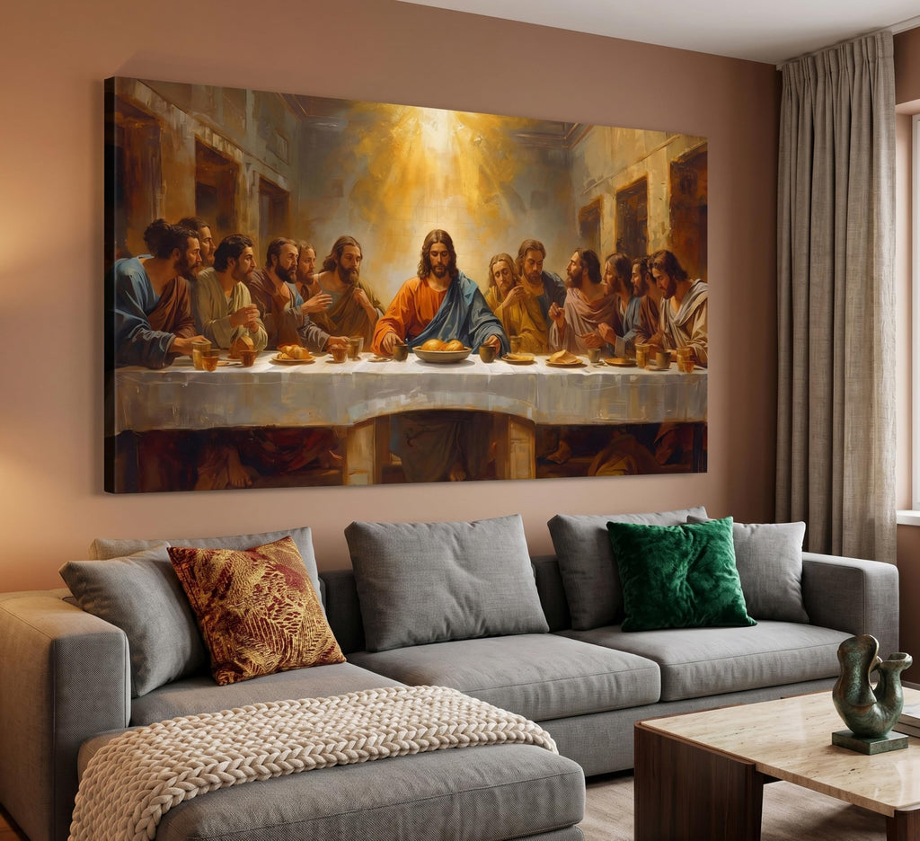 Large The Last Supper Wall Art, Jesus Christ Religious Canvas Print Poster, Christian Wall Decor for Church Living