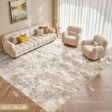Area Rug Living Room - 9X12 Abstract Washable Large Soft Foldable Non Slip Rug Neutral Modern Low Pile Carpet for