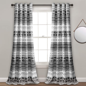 Hygge Geo Light Filtering Window Curtain Panel Pair, 52" W x 95" L, Black & White
