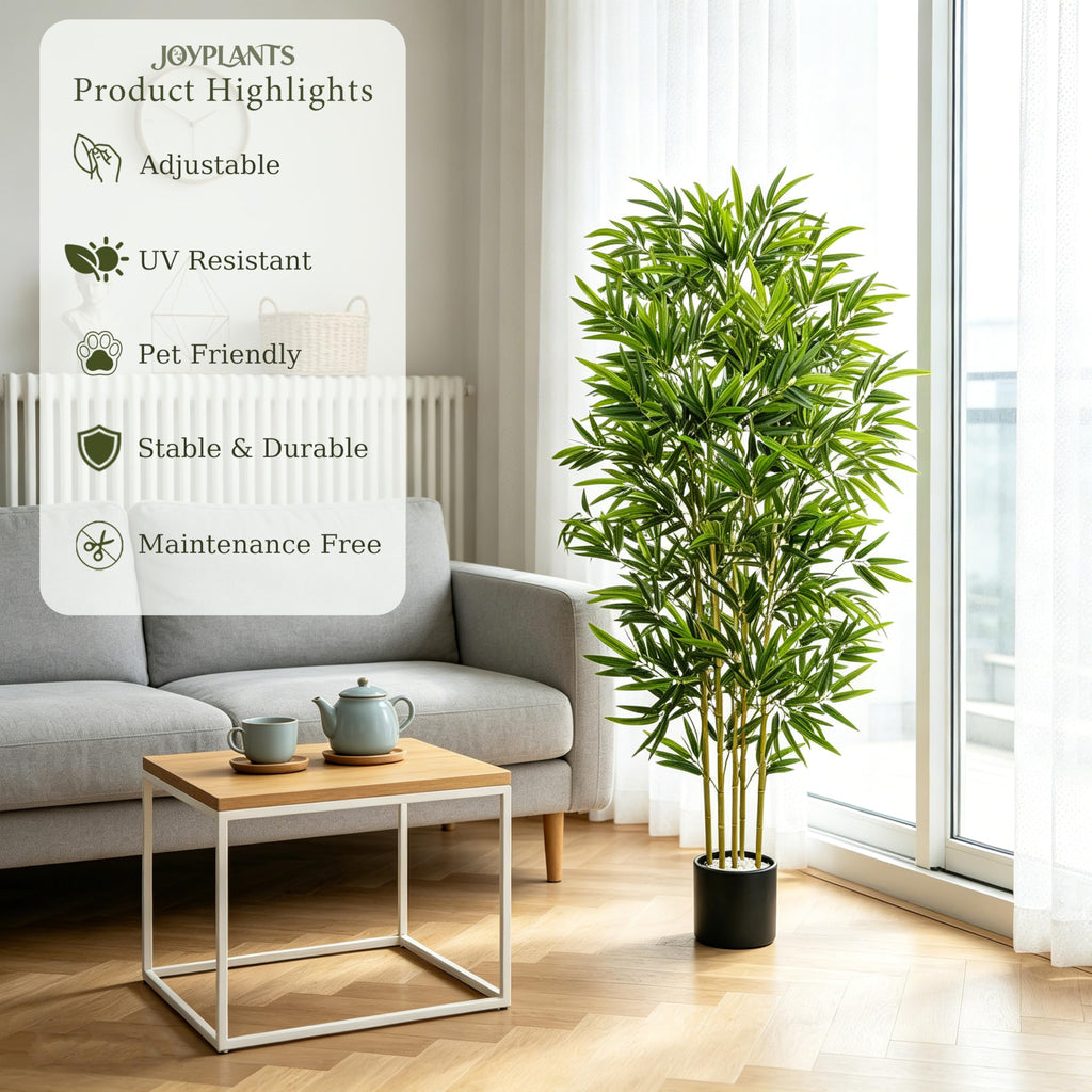Bamboo Tree Artificial 5FT Fake Tree in Black Pot Decor