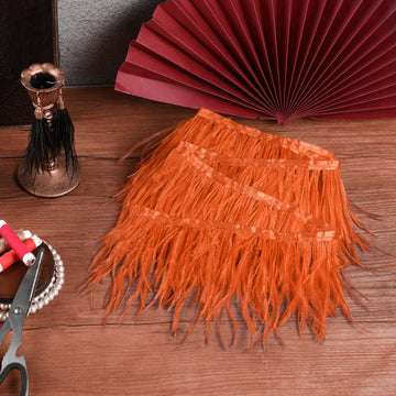 4-5inch Orange Ostrich Feather Trim for Sewing,2Yards