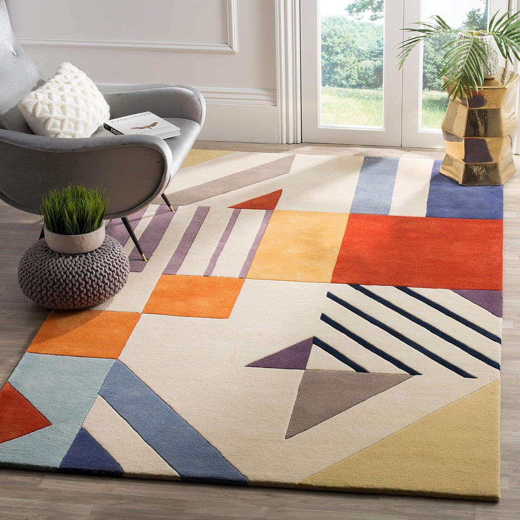Fifth Avenue 10' x 14' Ivory/Multi Handmade Mid-Century Modern Abstract Wool Area Rug