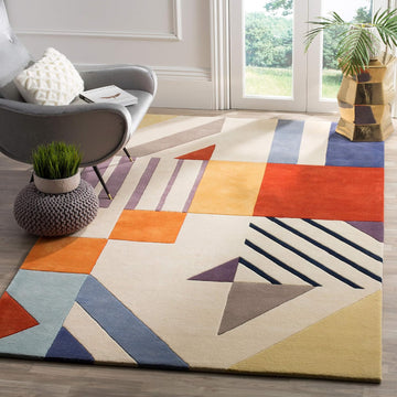 Fifth Avenue 10' x 14' Ivory/Multi Handmade Mid-Century Modern Abstract Wool Area Rug