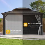 10x12ft Hardtop Gazebo Double Roof with Nettings and Curtains