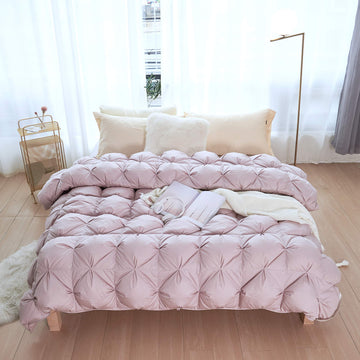 All Seasons Soft Arrow Pleated Goose Down Comforter, 1200 Thread Count 100% Egyptian Cotton Down Proof Fabric 750+