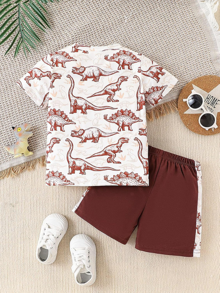 Toddler Baby Boy Outfits Shorts Sleeve Summer Beach Cocos T Shirts + Shorts Clothing Set