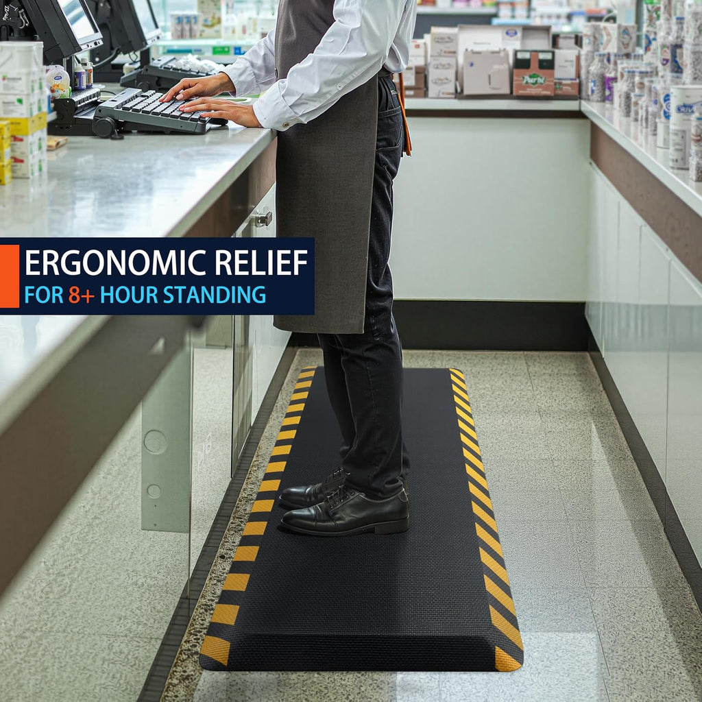 Anti Fatigue Mat Industrial, Ergonomic Standing Floor Mat for Work for Stand -Safety Support for Leg & Back