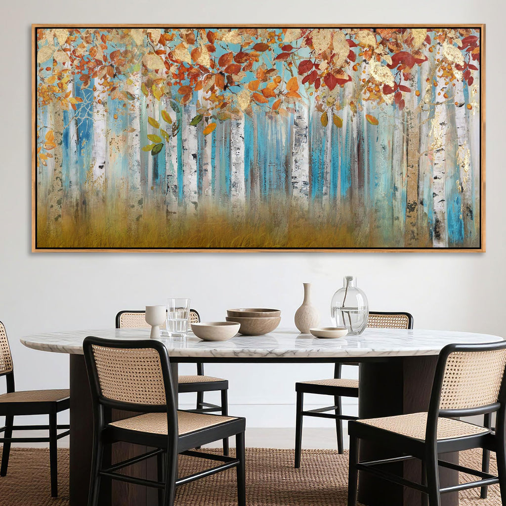 Birch Tree Canvas Wall Art Landscape Yellow Picture Wall Decor Large Bedroom Wall Decor Above Bed Artwork for Walls
