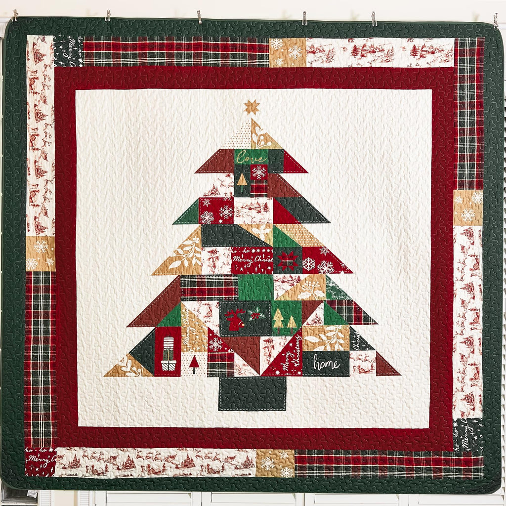 Patchwork Quilt King Size, Christmas Tree Lightweight Bedspread